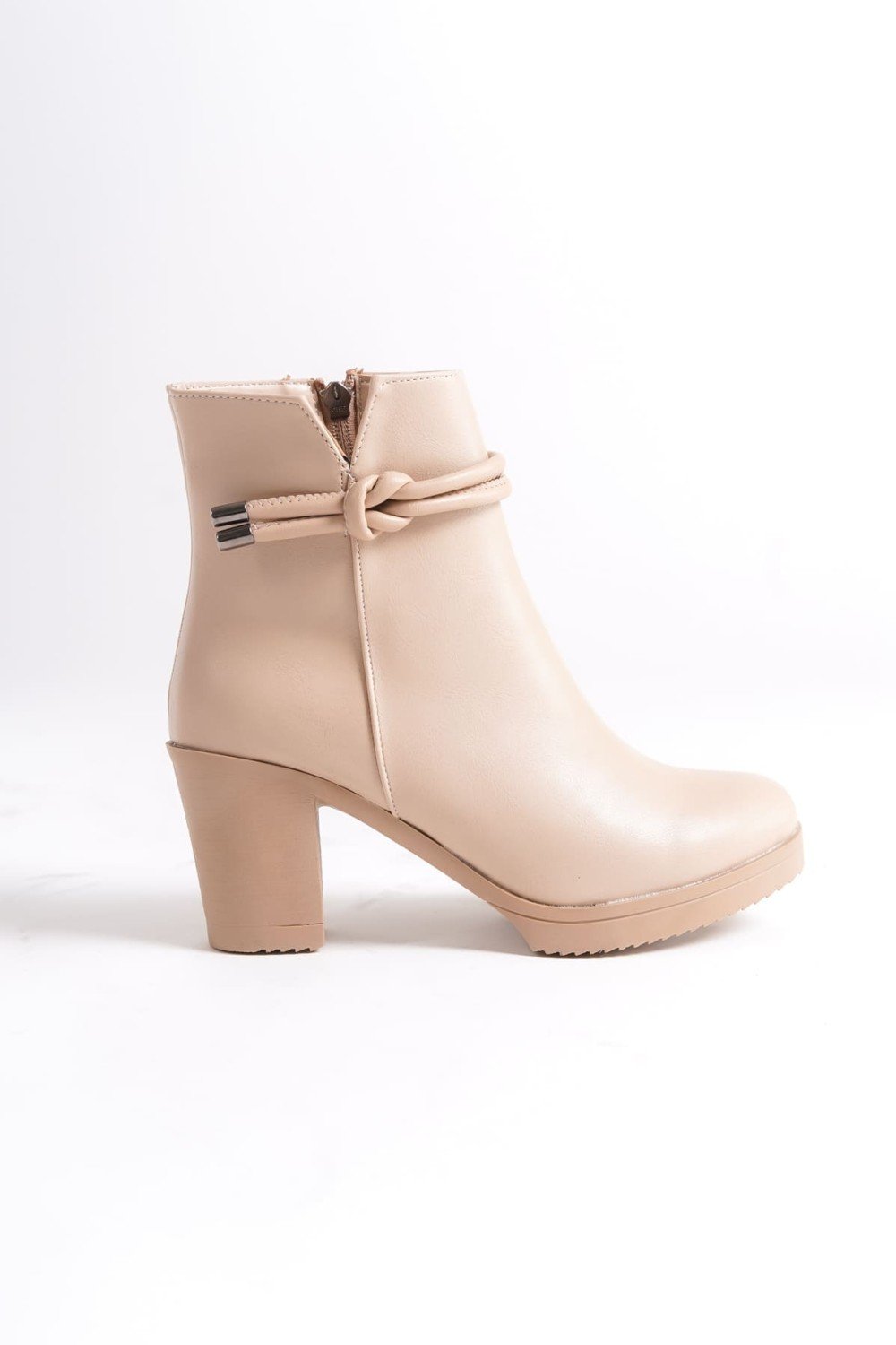 JULY Fermuarlı Ortopedik Taban Topuklu Kadın Bot CTT - Ten