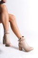 JULY Fermuarlı Ortopedik Taban Topuklu Kadın Bot CTT - Ten