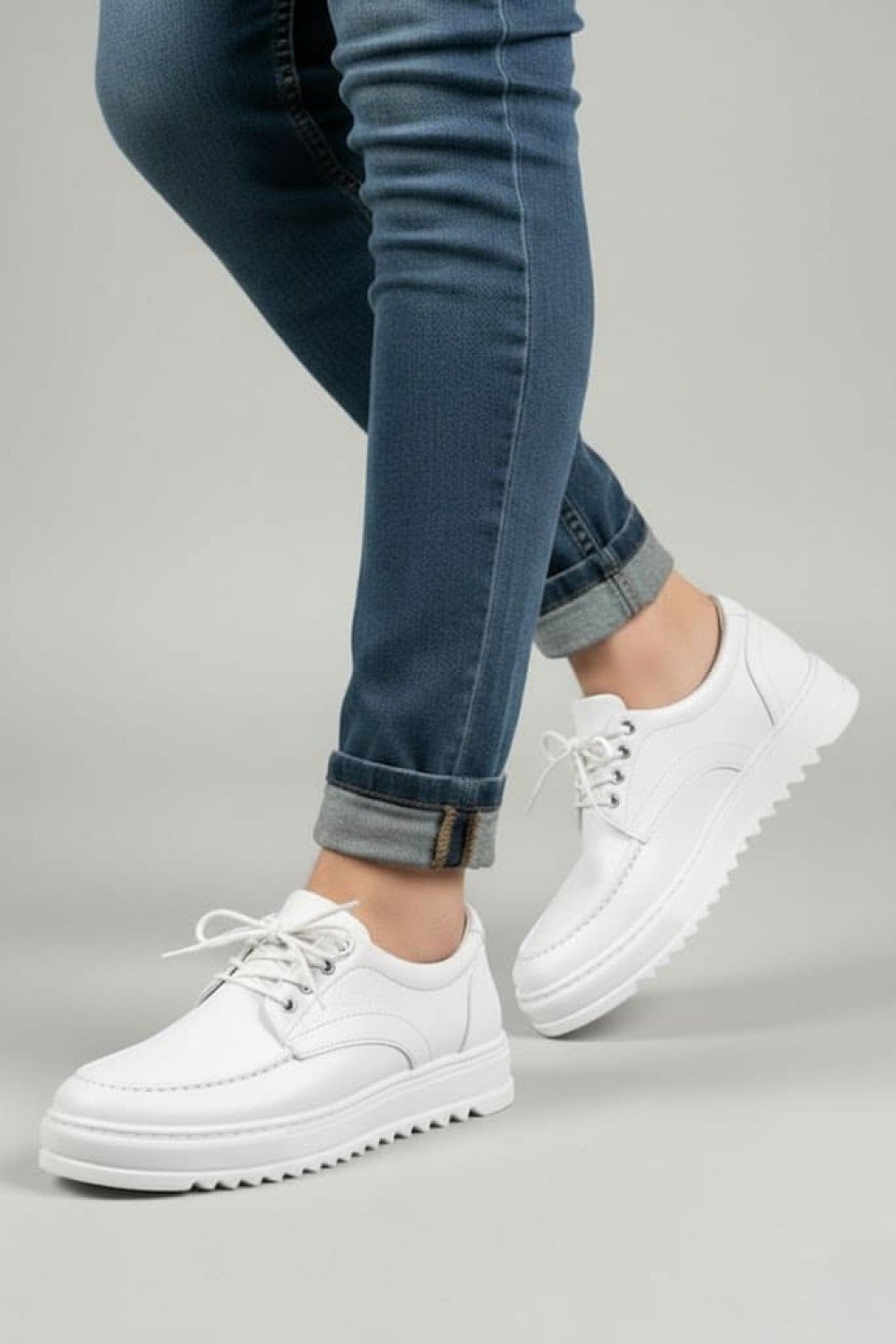 JY-T12x Arts Bağcıklı Cilt Erkek Günlük Spor Klasik Ayakkabı CBT - Beyaz