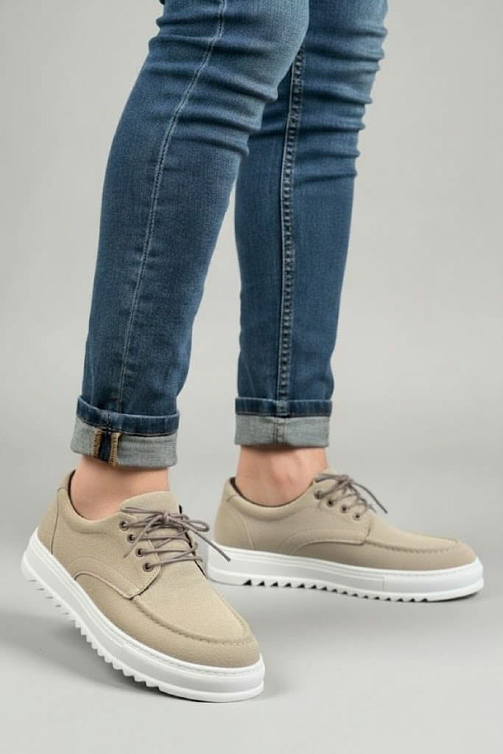 JY-T12x Arts Bağcıklı Süet Erkek Günlük Spor Klasik Ayakkabı SBT - Krem