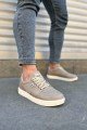 JY0118 REX Bağcıklı Keten Kumaş Erkek Günlük Sneaker Ayakkabı KKT - Bej