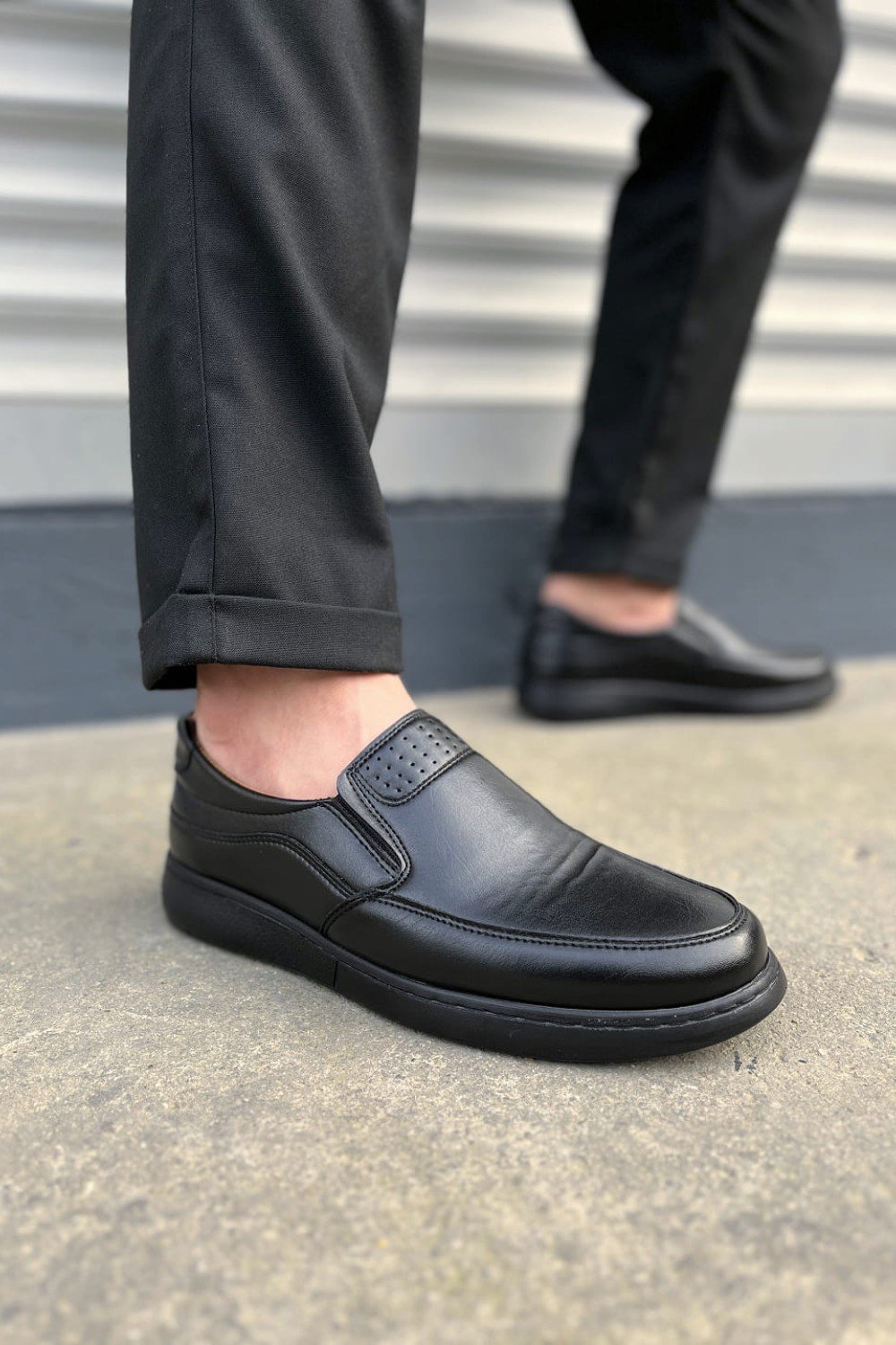 JY0410 Classique Bağcıksız Cilt Erkek Günlük Klasik Ayakkabı CST - Siyah