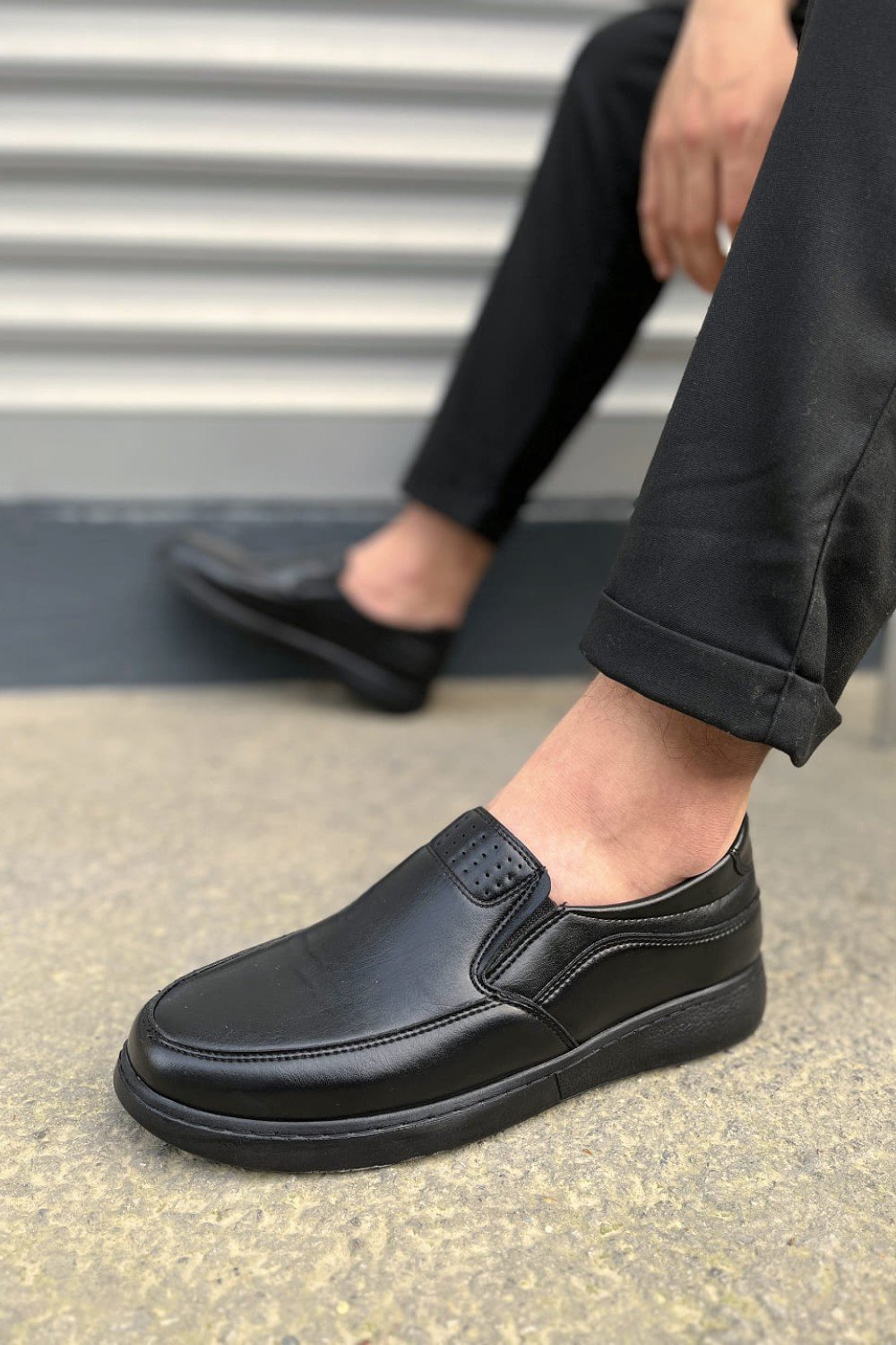 JY0410 Classique Bağcıksız Cilt Erkek Günlük Klasik Ayakkabı CST - Siyah