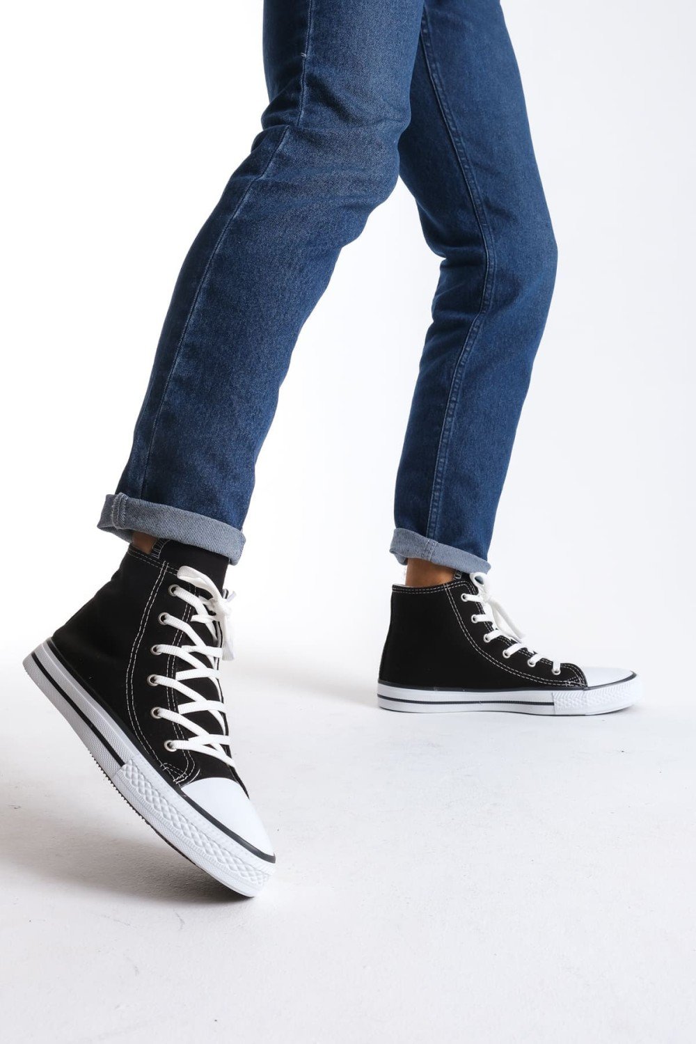 JY0423 AXE Bağcıklı Keten Kumaş Erkek Günlük Sneaker Ayakkabı KBT - Siyah