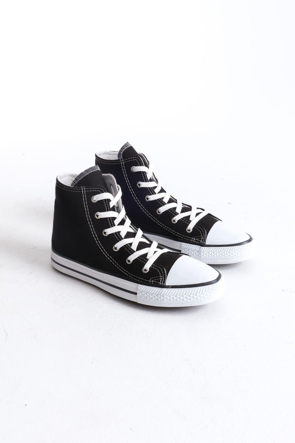 JY0423 AXE Bağcıklı Keten Kumaş Erkek Günlük Sneaker Ayakkabı KBT - Siyah