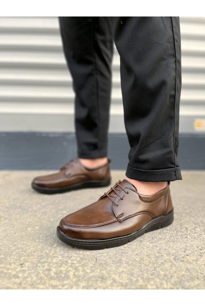 JY0510 Clasica Bağcıklı Cilt Erkek Günlük Klasik Ayakkabı CST - Kahverengi