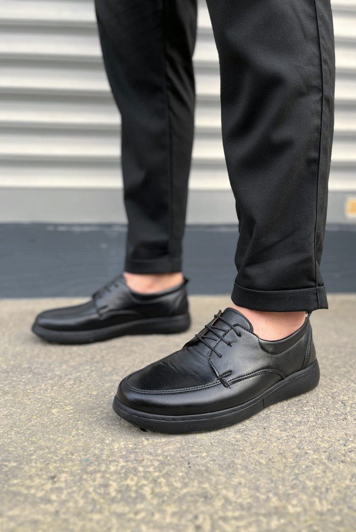 JY0510 Clasica Bağcıklı Cilt Erkek Günlük Klasik Ayakkabı CST - Siyah