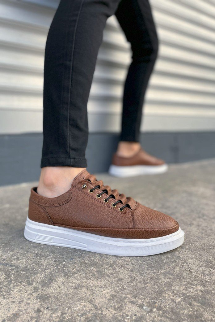 JY0535 Prime Bağcıklı Cilt Erkek Günlük Sneaker Ayakkabı CBT - Taba