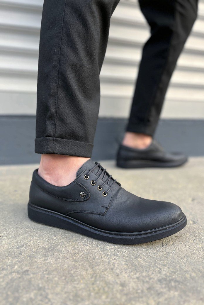 JY0610 Clasico Bağcıklı Cilt Erkek Günlük Klasik Ayakkabı CST - Mat Siyah