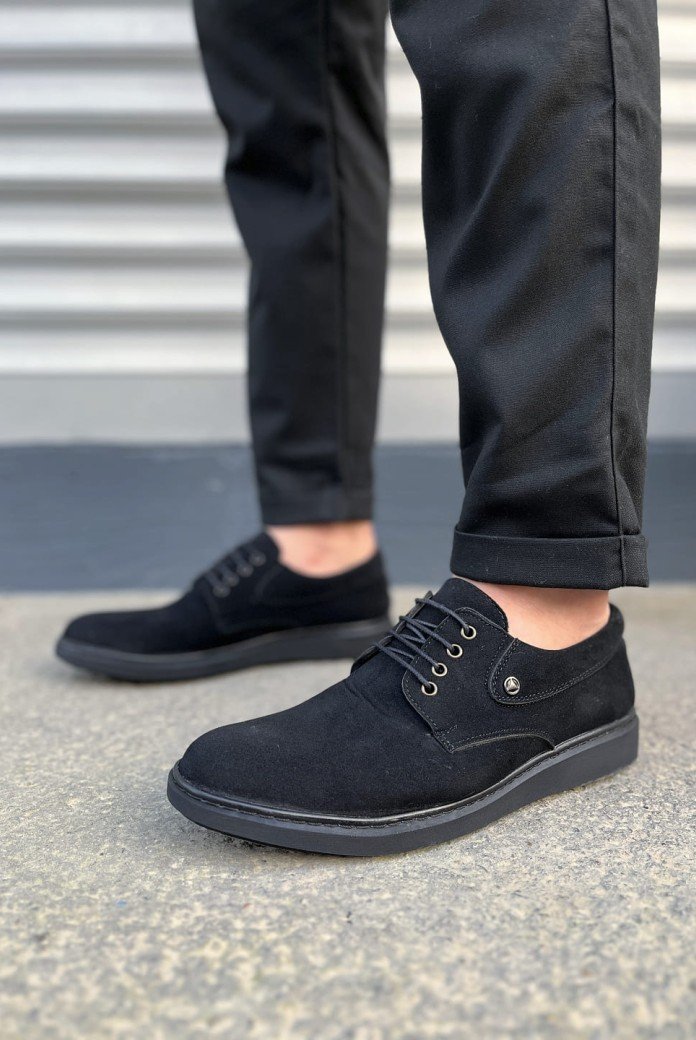 JY0610 Clasico Bağcıklı Süet Erkek Günlük Klasik Ayakkabı SST - Siyah