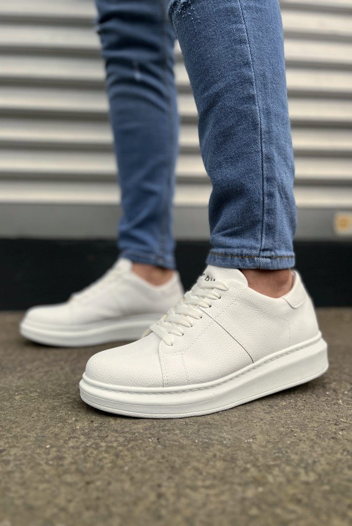 JY151 Boost Bağcıklı Cilt Erkek Günlük Sneaker Ayakkabı CBT - Beyaz