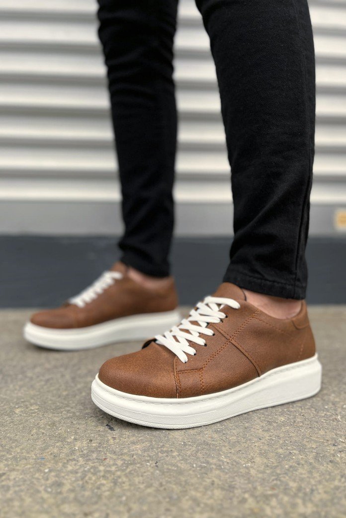 JY151 Boost Bağcıklı Cilt Erkek Günlük Sneaker Ayakkabı CBT - Taba