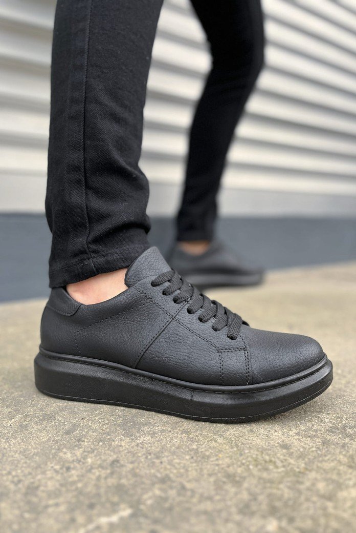 JY151 Boost Bağcıklı Cilt Erkek Günlük Sneaker Ayakkabı CST - Siyah