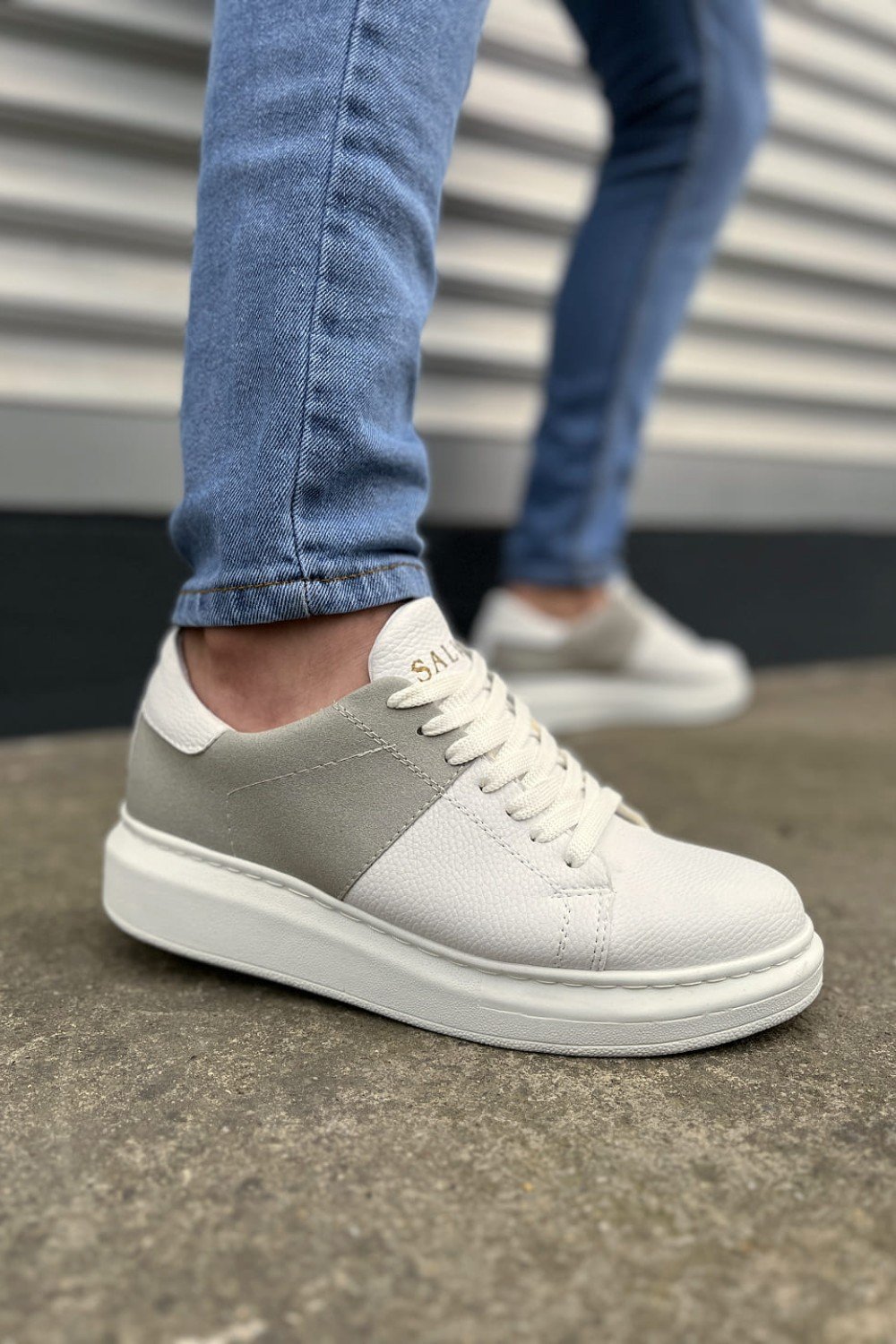 JY151 Boost Bağcıklı Cilt Süet Erkek Günlük Sneaker Ayakkabı CSBT - Beyaz/Gri JY151 Boost Bağcıklı Cilt Süet Erkek Günlük Sneaker Ayakkabı CSBT - Beyaz/Gri