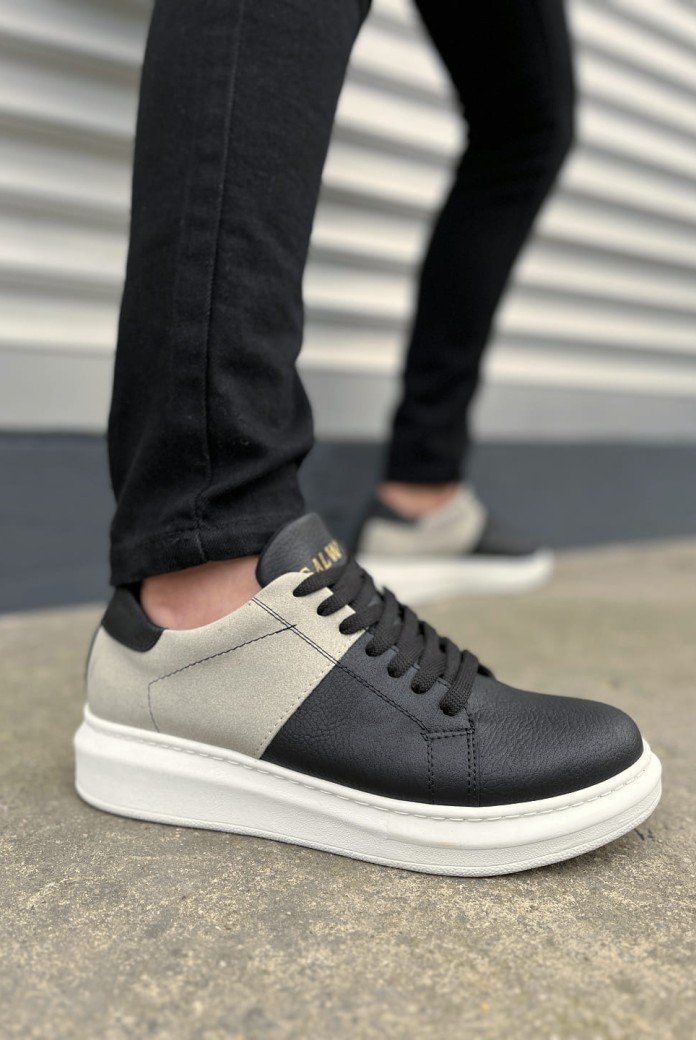 JY151 Boost Bağcıklı Cilt Süet Erkek Günlük Sneaker Ayakkabı CSBT - Siyah/Gri