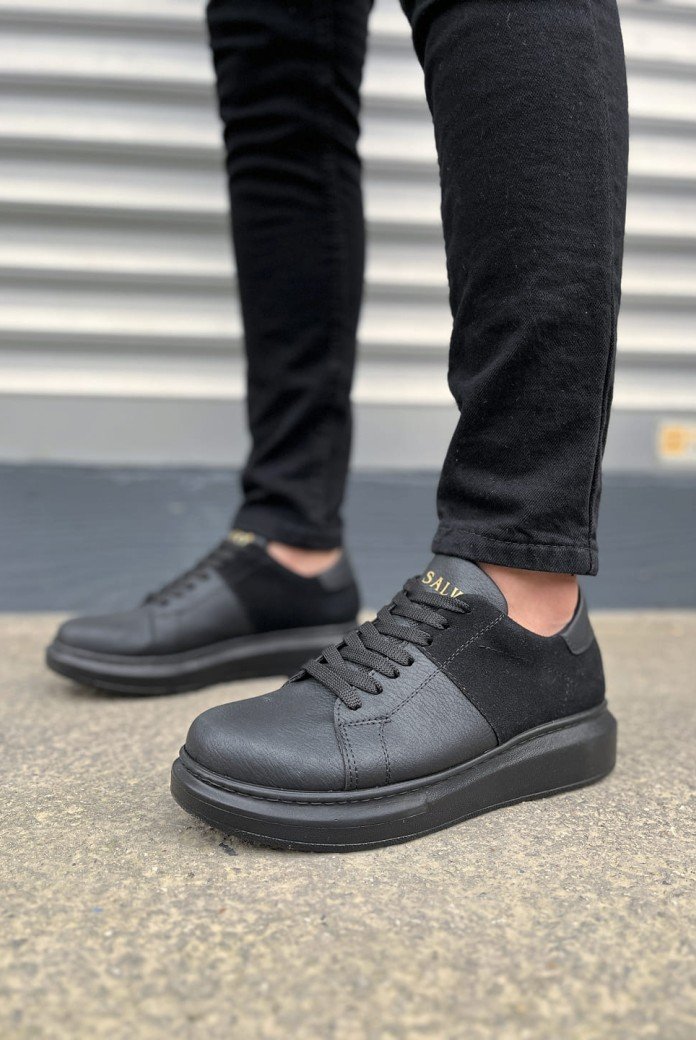 JY151 Boost Bağcıklı Cilt Süet Erkek Günlük Sneaker Ayakkabı CSST - Siyah