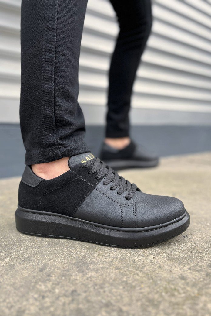 JY151 Boost Bağcıklı Cilt Süet Erkek Günlük Sneaker Ayakkabı CSST - Siyah