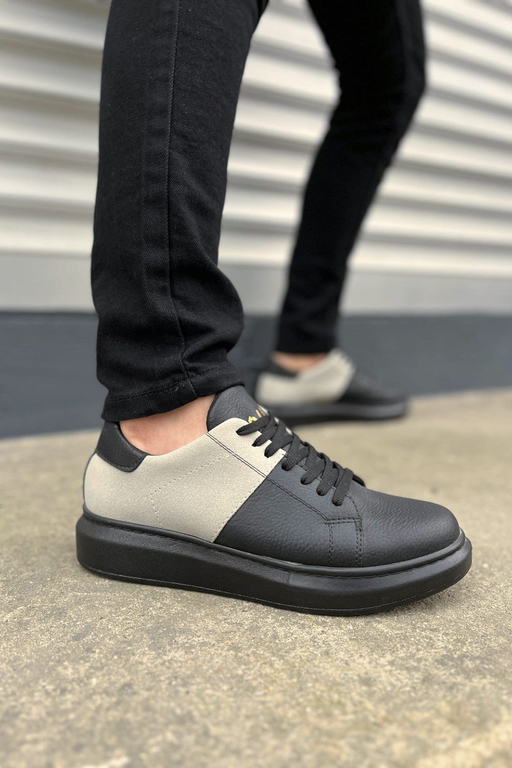 JY151 Boost Bağcıklı Cilt Süet Erkek Günlük Sneaker Ayakkabı CSST - Siyah/Gri