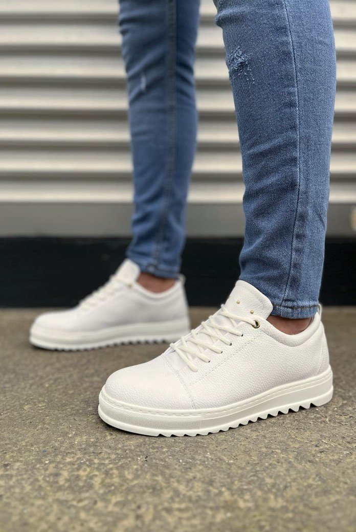 JY152 Cool Bağcıklı Cilt Erkek Günlük Spor Klasik Ayakkabı CBT - Beyaz