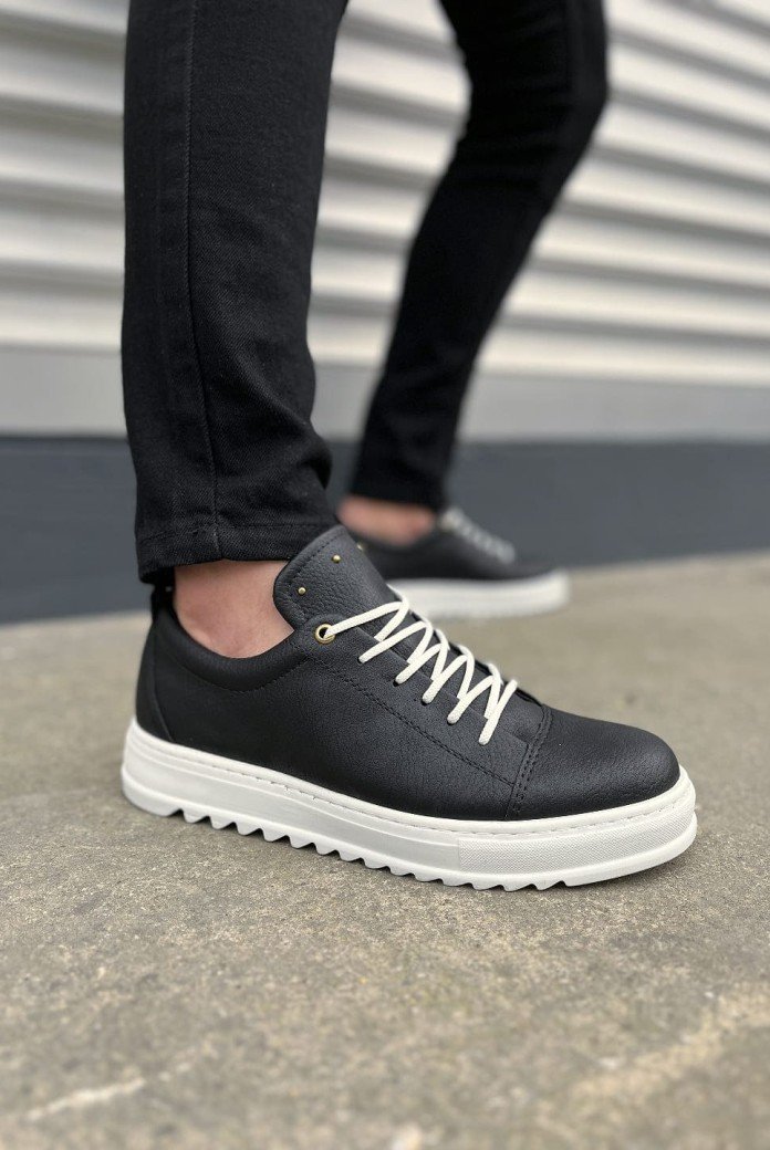 JY152 Cool Bağcıklı Cilt Erkek Günlük Spor Klasik Ayakkabı CBT - Siyah