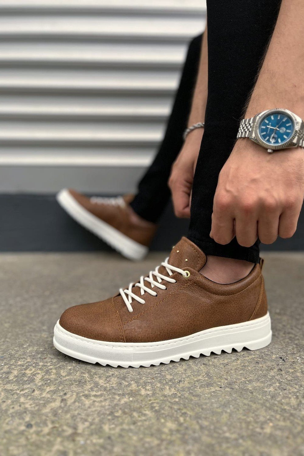 JY152 Cool Bağcıklı Cilt Erkek Günlük Spor Klasik Ayakkabı CBT - Taba