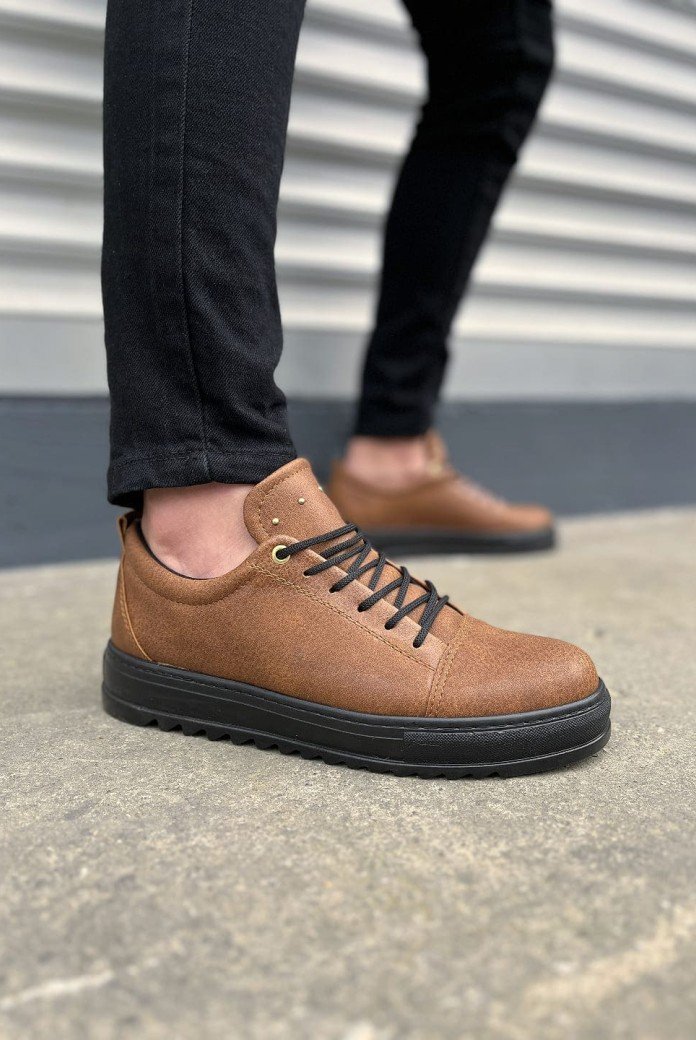 JY152 Cool Bağcıklı Cilt Erkek Günlük Spor Klasik Ayakkabı CST - Taba