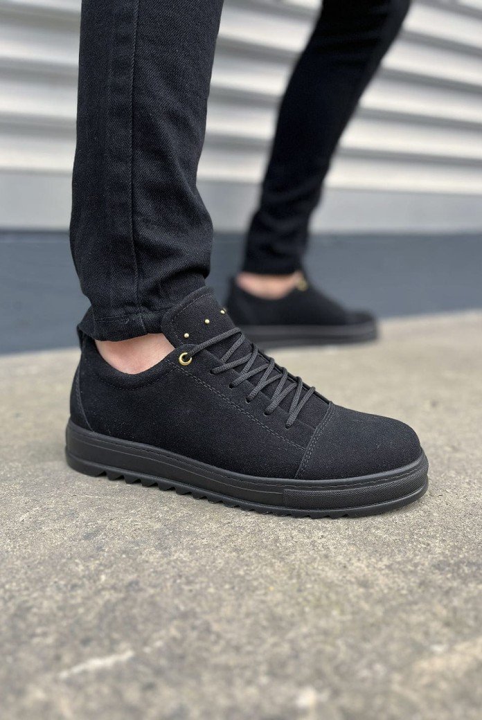 JY152 Cool Bağcıklı Süet Erkek Günlük Spor Klasik Ayakkabı SST - Siyah