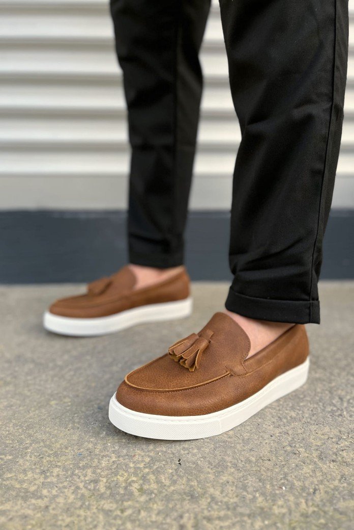 JY153 Bloom Bağcıksız Püsküllü Cilt Erkek Günlük Spor Klasik Ayakkabı CBT - Taba