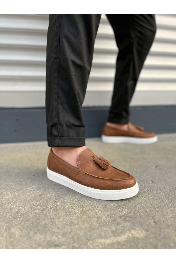 JY153 Bloom Bağcıksız Püsküllü Cilt Erkek Günlük Spor Klasik Ayakkabı CBT - Taba