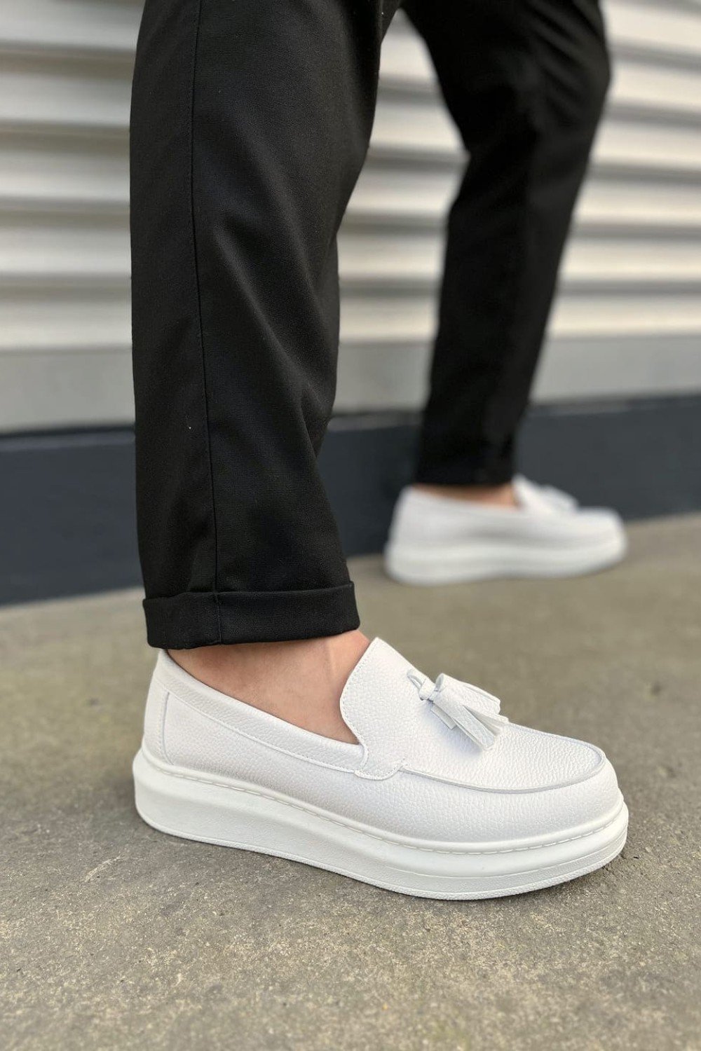 JY154 Blaze Bağcıksız Püsküllü Cilt Erkek Günlük Spor Klasik Ayakkabı CBT - Beyaz JY154 Blaze Bağcıksız Püsküllü Cilt Erkek Günlük Spor Klasik Ayakkabı CBT - Beyaz