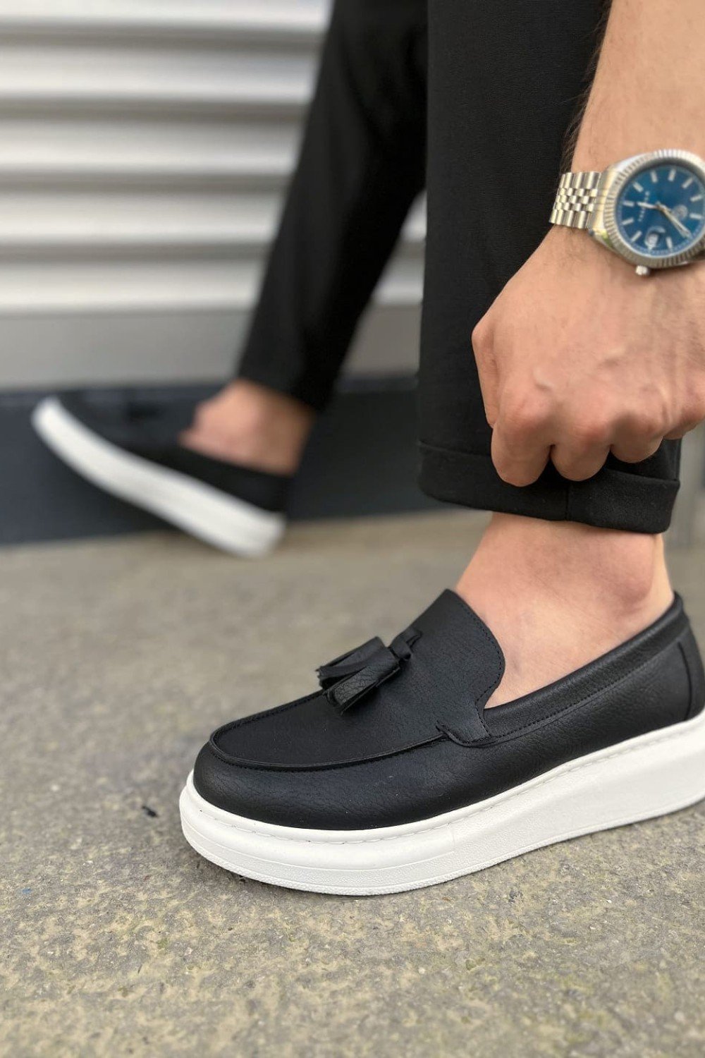 JY154 Blaze Bağcıksız Püsküllü Cilt Erkek Günlük Spor Klasik Ayakkabı CBT - Siyah JY154 Blaze Bağcıksız Püsküllü Cilt Erkek Günlük Spor Klasik Ayakkabı CBT - Siyah