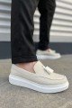 JY154 Blaze Bağcıksız Püsküllü Keten Erkek Günlük Spor Klasik Ayakkabı KBT - Beyaz
