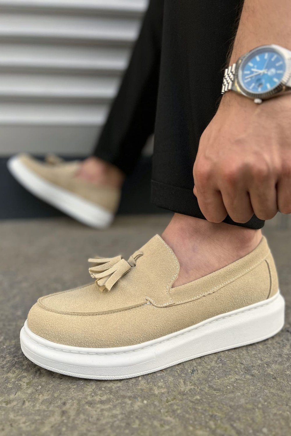 JY154 Blaze Bağcıksız Püsküllü Süet Erkek Günlük Spor Klasik Ayakkabı SBT - Krem JY154 Blaze Bağcıksız Püsküllü Süet Erkek Günlük Spor Klasik Ayakkabı SBT - Krem