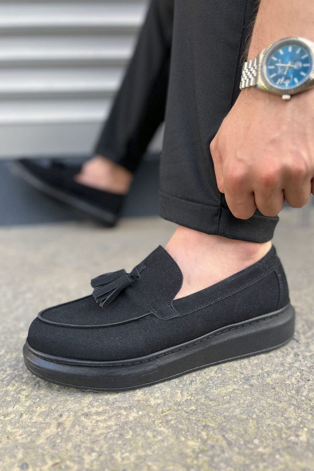 JY154 Blaze Bağcıksız Püsküllü Süet Erkek Günlük Spor Klasik Ayakkabı SST - Siyah JY154 Blaze Bağcıksız Püsküllü Süet Erkek Günlük Spor Klasik Ayakkabı SST - Siyah