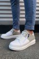 JY155 Warrior Bağcıklı ve Fermuarlı Cilt Süet Erkek Günlük Sneaker Ayakkabı CSBT - Beyaz/Gri