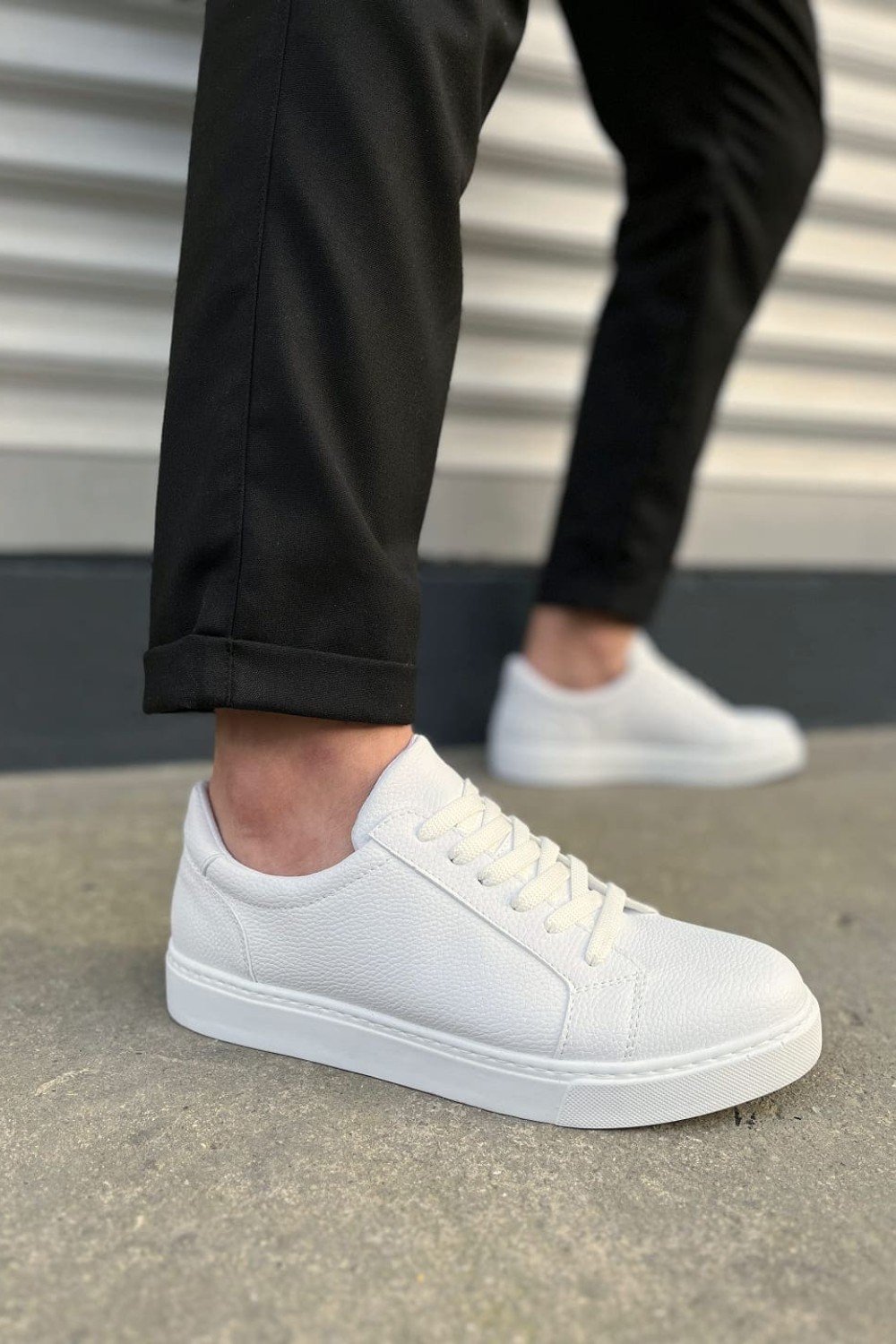 JY165 Elite Bağcıklı Cilt Erkek Günlük Sneaker Ayakkabı CBT - Beyaz