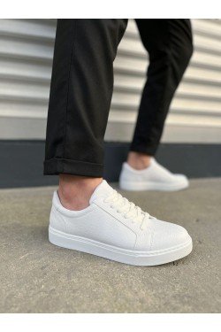 JY165 Elite Bağcıklı Cilt Erkek Günlük Sneaker Ayakkabı CBT - Beyaz