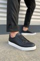 JY165 Elite Bağcıklı Cilt Erkek Günlük Sneaker Ayakkabı CBT - Siyah