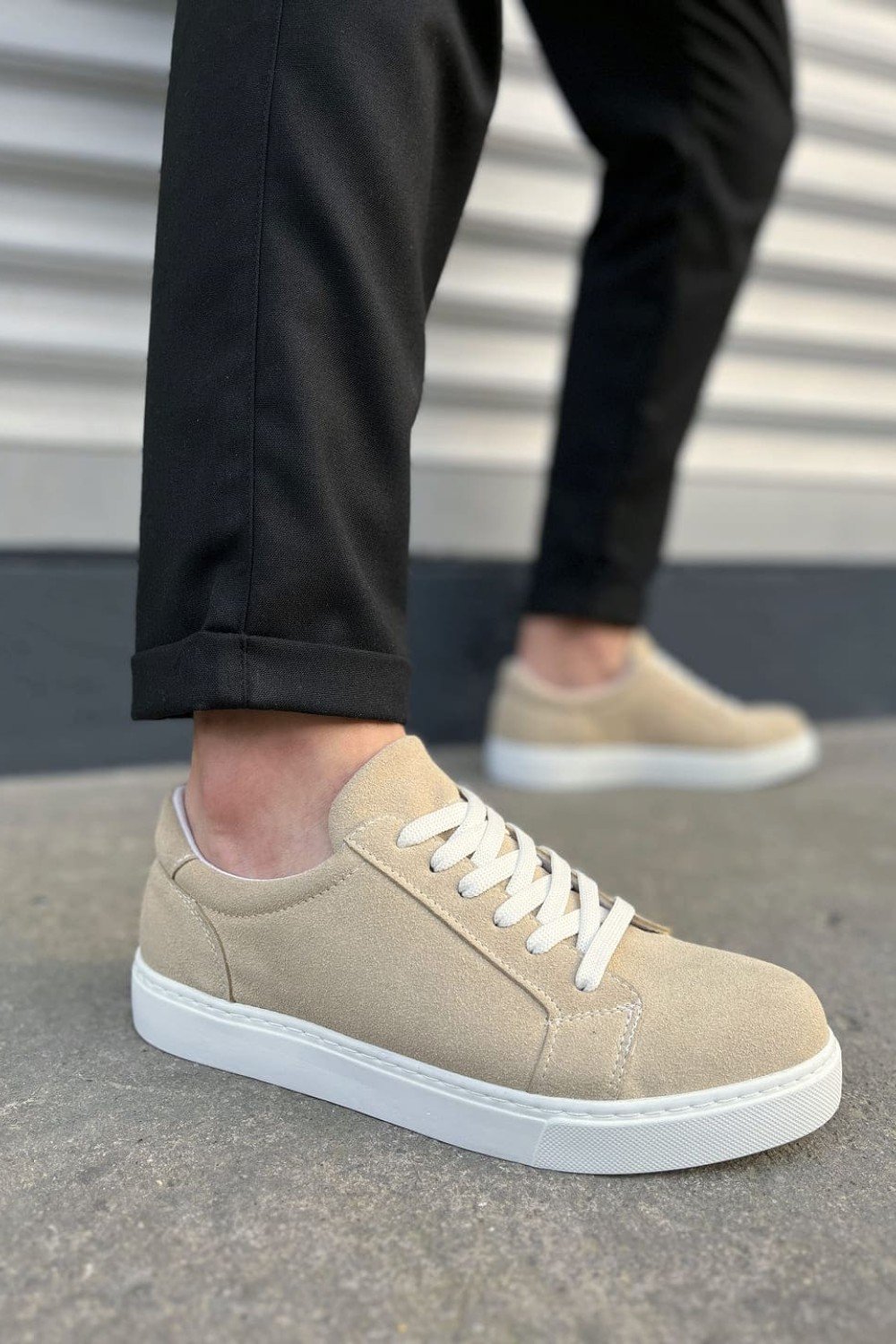 JY165 Elite Bağcıklı Süet Erkek Günlük Sneaker Ayakkabı SBT - Krem