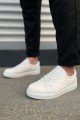 JY166 Prestige Bağcıklı Cilt Kapitone Desenli Erkek Günlük Sneaker Ayakkabı CBT - Beyaz