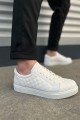 JY166 Prestige Bağcıklı Cilt Kapitone Desenli Erkek Günlük Sneaker Ayakkabı CBT - Beyaz