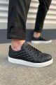 JY166 Prestige Bağcıklı Cilt Kapitone Desenli Erkek Günlük Sneaker Ayakkabı CBT - Siyah
