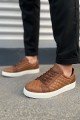 JY166 Prestige Bağcıklı Cilt Kapitone Desenli Erkek Günlük Sneaker Ayakkabı CBT - Taba