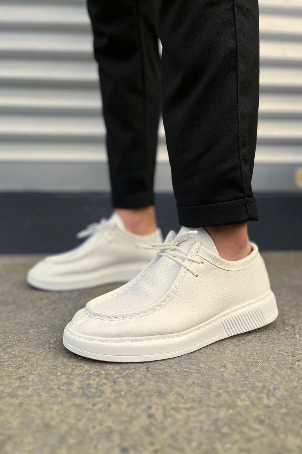 JY170 Tornado Bağcıklı Cilt Erkek Günlük Spor Klasik Ayakkabı CBT - Beyaz