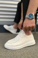 JY170 Tornado Bağcıklı Cilt Erkek Günlük Spor Klasik Ayakkabı CBT - Beyaz