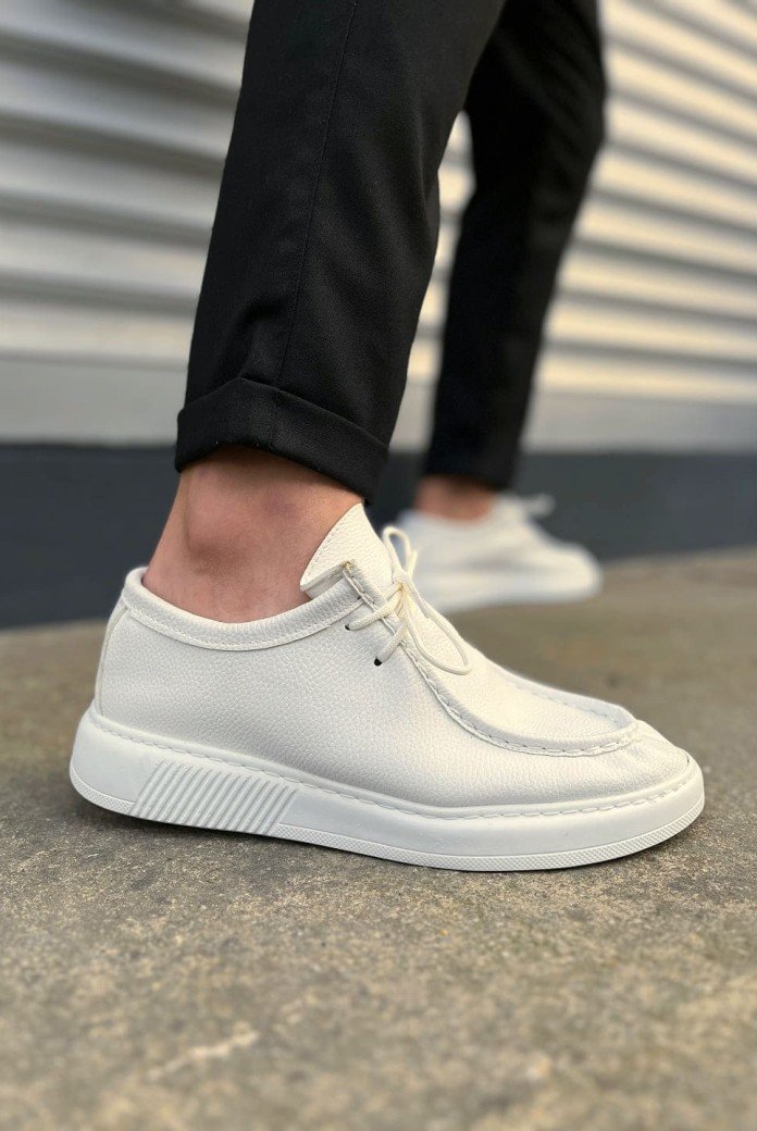 JY170 Tornado Bağcıklı Cilt Erkek Günlük Spor Klasik Ayakkabı CBT - Beyaz