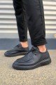 JY170 Tornado Bağcıklı Cilt Erkek Günlük Spor Klasik Ayakkabı CST - Siyah