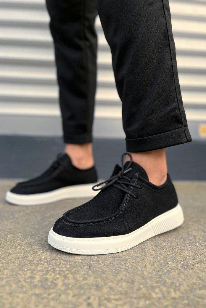 JY170 Tornado Bağcıklı Süet Erkek Günlük Spor Klasik Ayakkabı SBT - Siyah