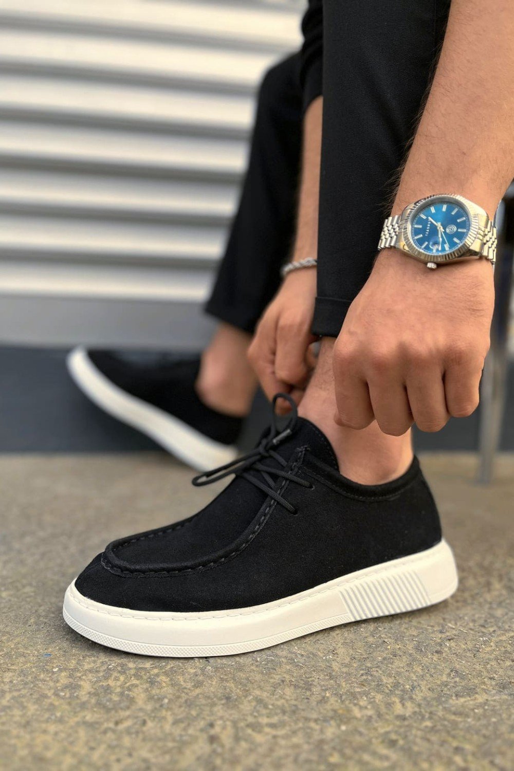 JY170 Tornado Bağcıklı Süet Erkek Günlük Spor Klasik Ayakkabı SBT - Siyah