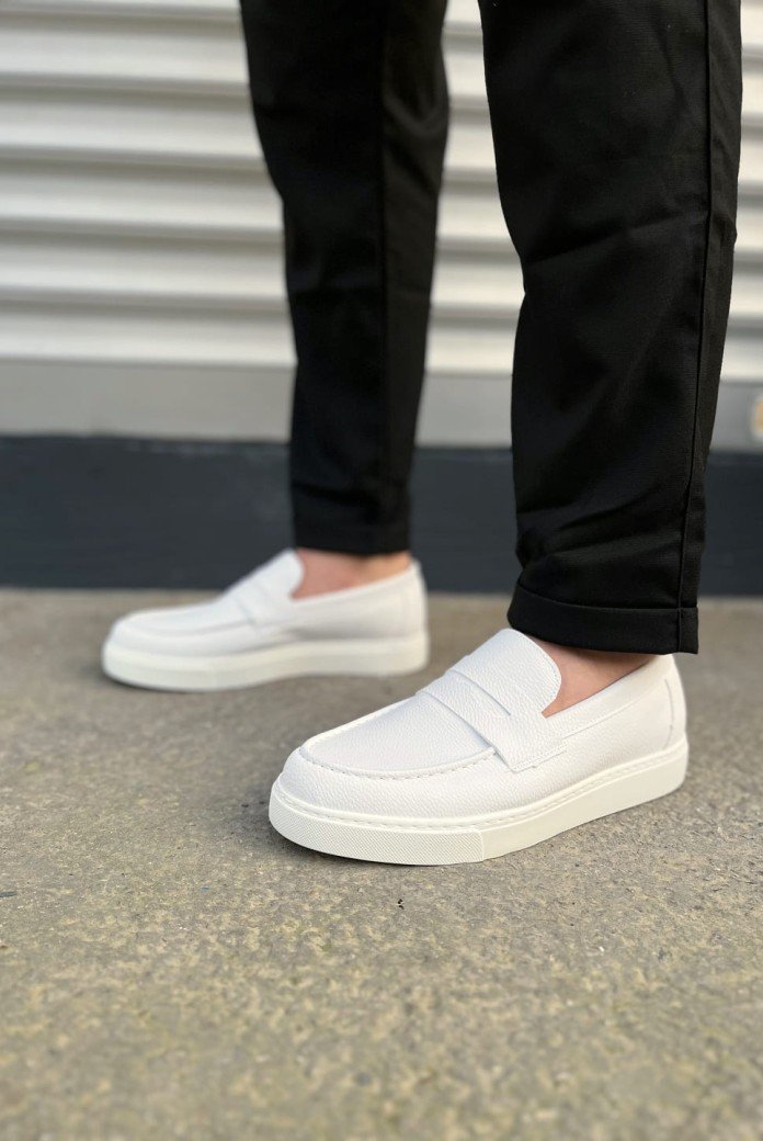 JY180 Estilo X Bağcıksız Cilt Erkek Günlük Spor Klasik Ayakkabı CBT - Beyaz